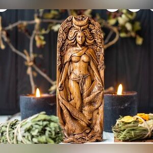 Carved Wood Statue of ARADIA, Italian Folklore, Queen of the Witches